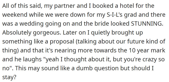 It made her think about her relationship, so she discovered her partner's unpleasant perspective: