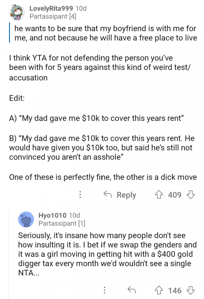 A weird test/accusation for your boyfriend.