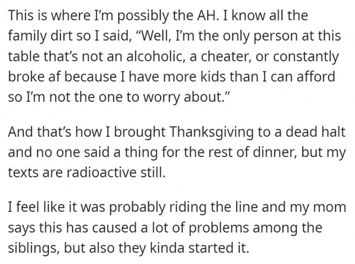 And when OP couldn't take it any longer, she just exploded