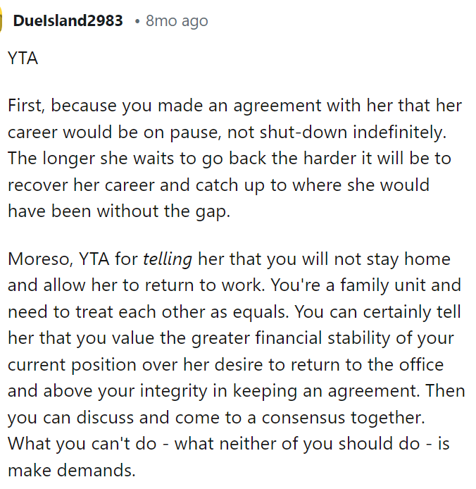 One commenter told OP that he was the TA here because he made an agreement prior to everything.