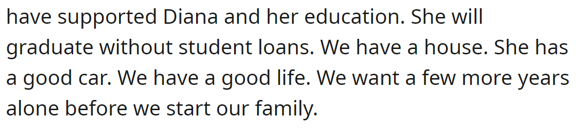 OP explained they have a good life: