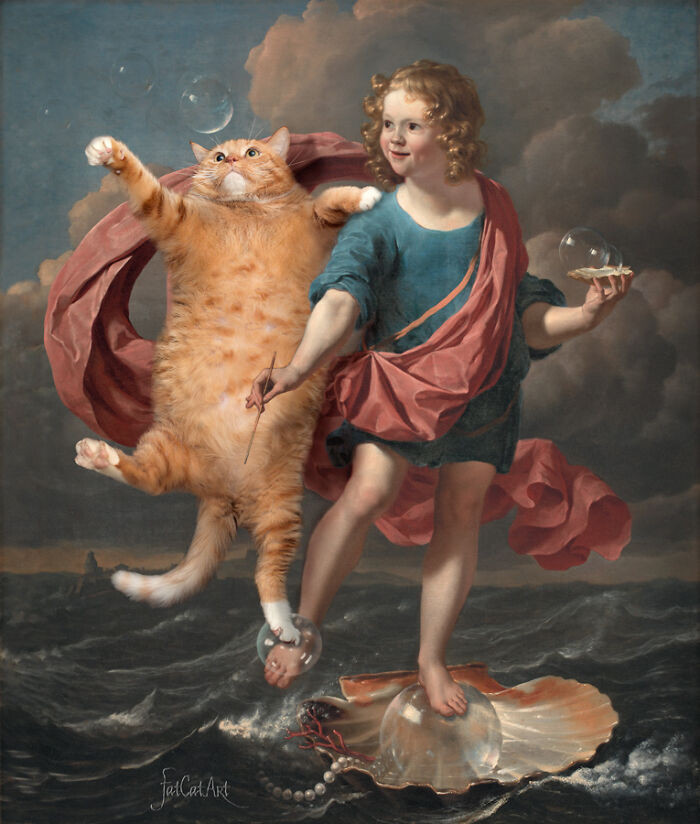 “The Boy Blowing Soap Bubbles And The Cat Hunting Them. Allegory On The Transitoriness And The Brevity Of Life... Or Of A Diet Dinner”