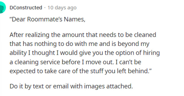 This would be a great message to send them and document that they sent it to them as well for proof.