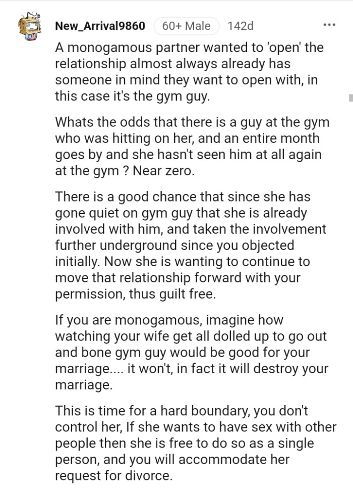 There's a good chance she's gone quiet on the gym guy