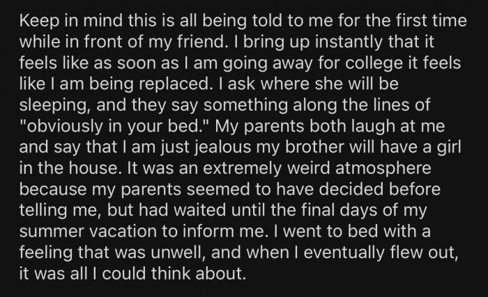 Op was caught off guard and didn't know how to react to the news.