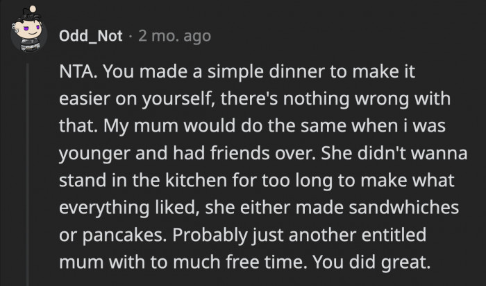 OP not being busy for a long time with something also ensured that the kids would have been fed on time