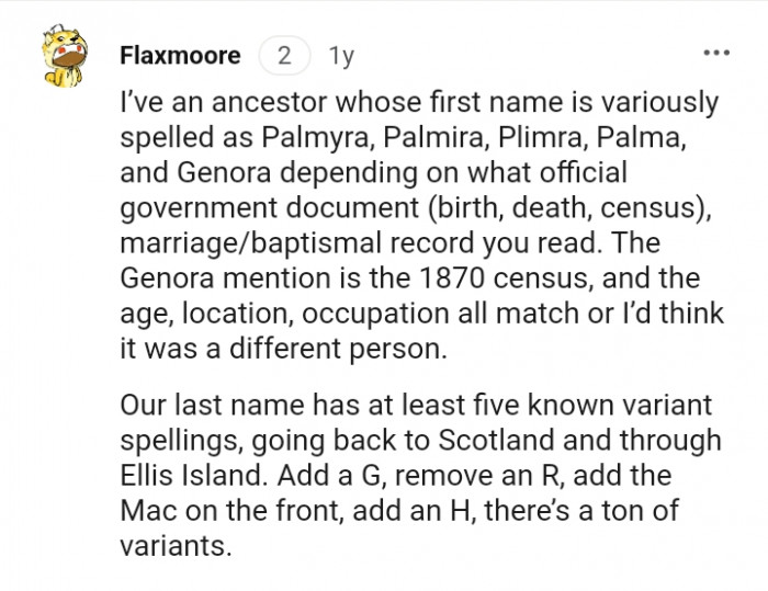 This OP's last name has at least five known variants