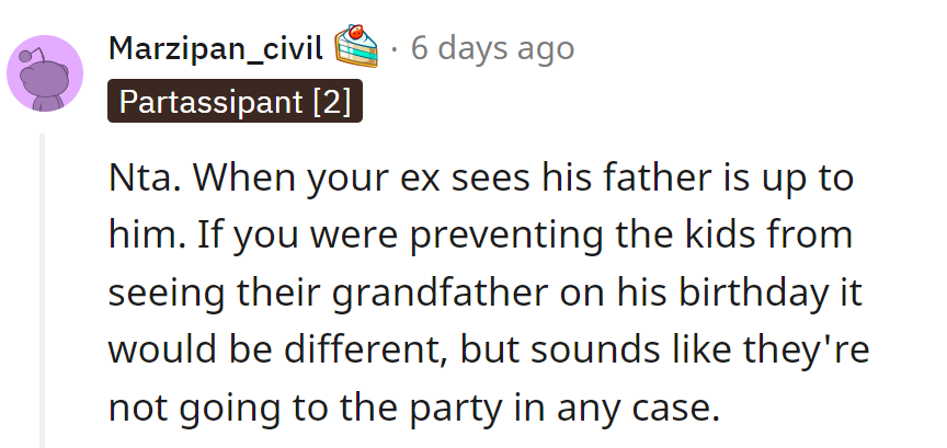 Ex's father-son bonding time? That's their call.