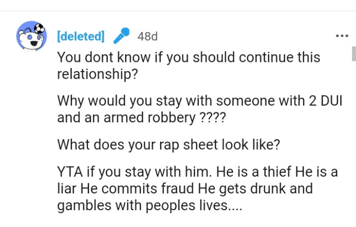 Why would the OP stay with someone like that?