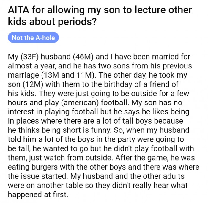 1. OP shared about her son lecturing other kids.
