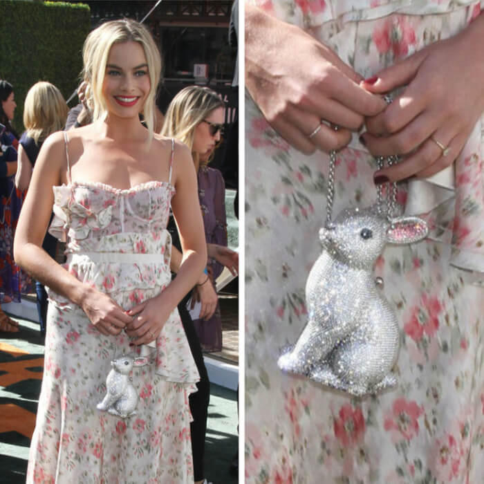 3. Margot Robbie had a Judith Leiber clutch at the ‘Peter Rabbit’ film premiere
