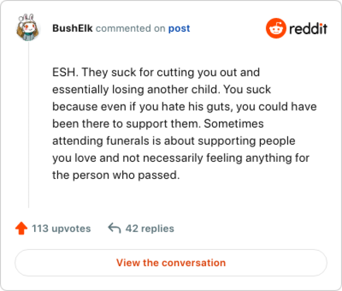 Some people had differing opinions, though, when it came to OP's choice.