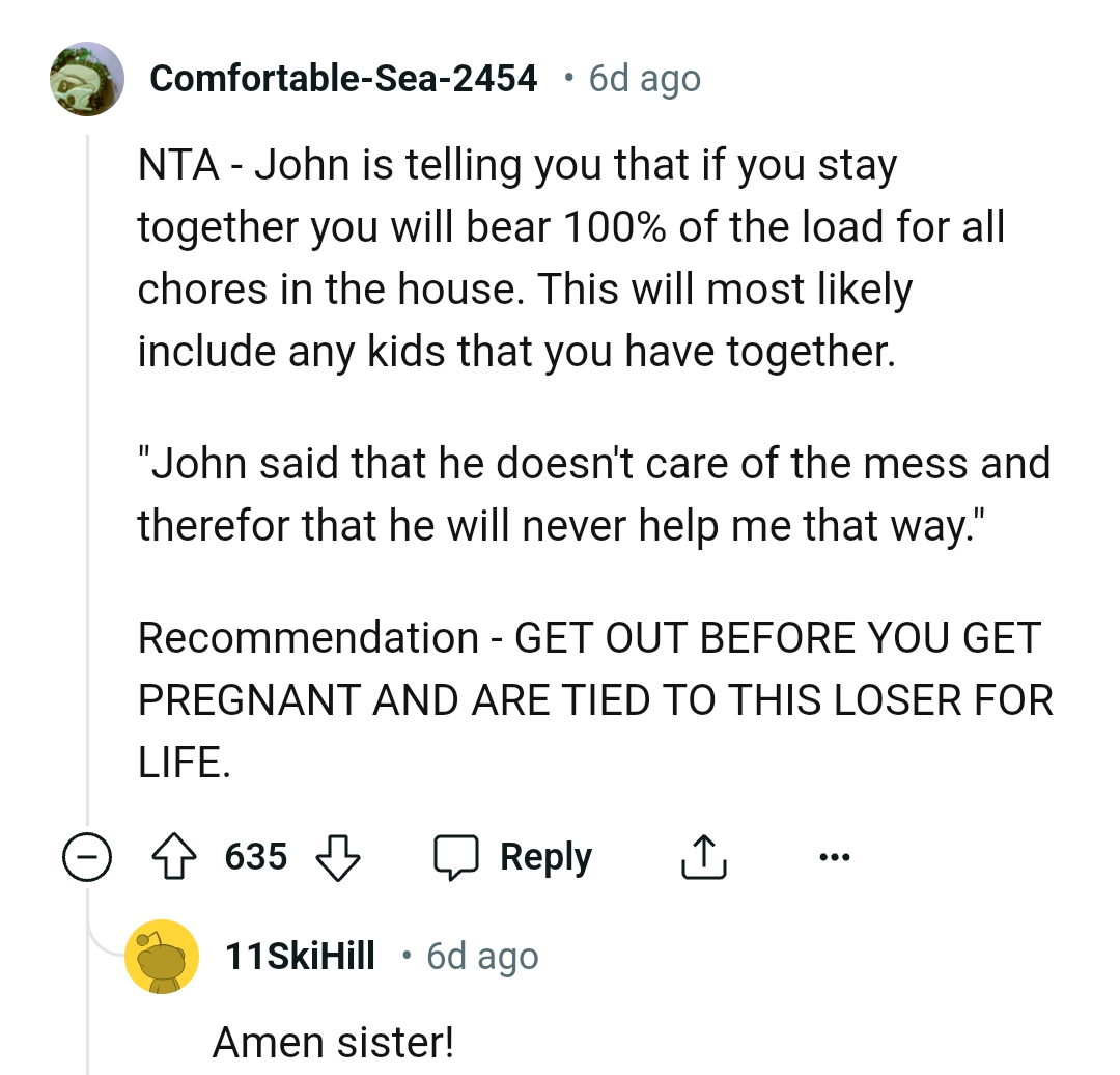 You'll bear the complete load if you stay with him