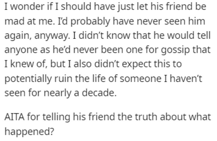 OP is now left wondering if she messed up