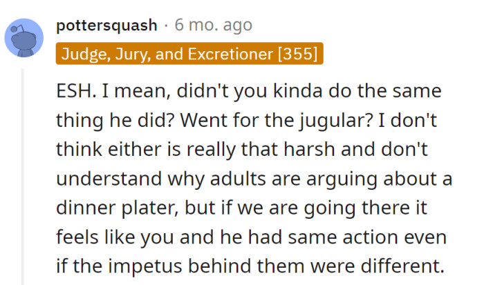 ESH. Jugular jabs over a dinner plate? Sibling spice at its finest - different recipes, same punchline.