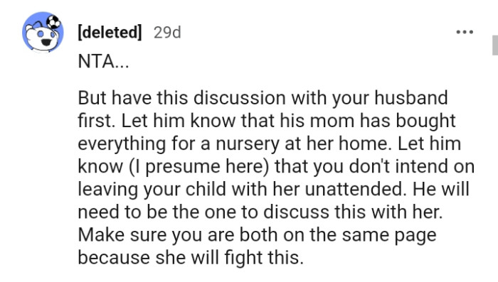 OP's husband should be the one to discuss this issue with his mother