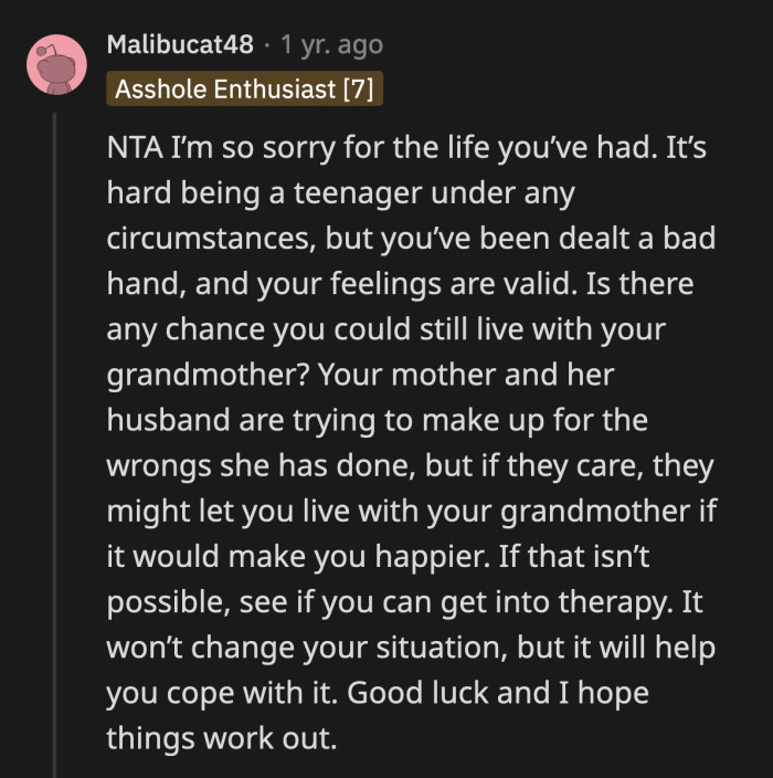 OP Hasn't Had Stability Since He Was Five Years Old