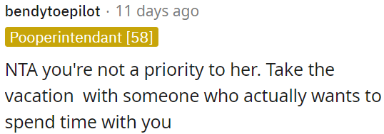 OP is not a priority to her.