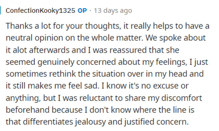 His comment did receive a response from OP, as seen below, where he explains more about why he did what he did.