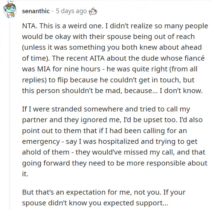 13. Knowing that they're able to reach their partner well and good seems to be an expectation a lot of people have