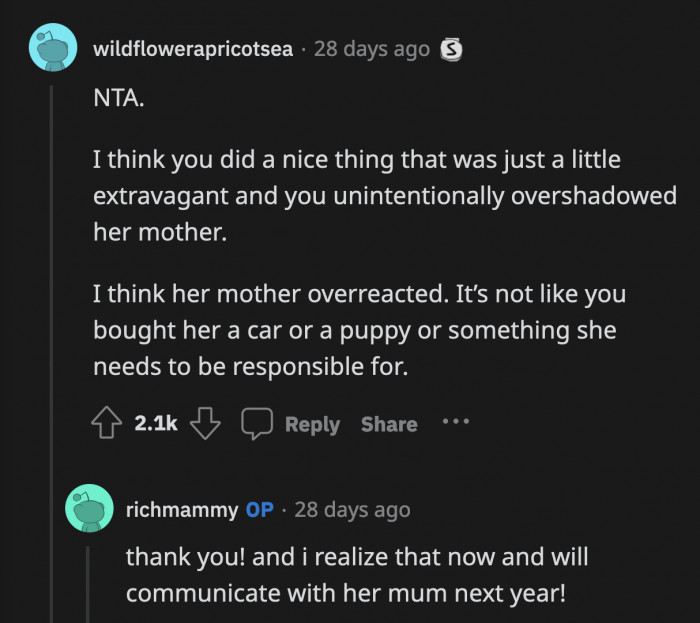 Ultimately, a majority of people think OP's gift was thoughtful, if extravagant