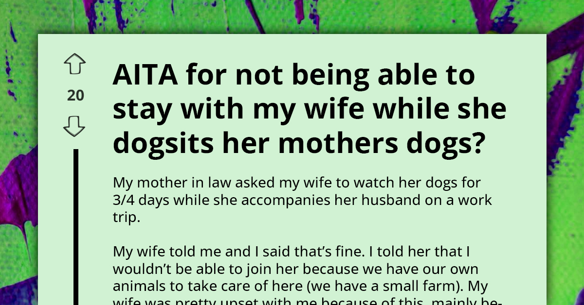 Husband Refuses To Stay With Wife During Dog-Sitting Duty On Anniversary Weekend, Sparks Family Drama