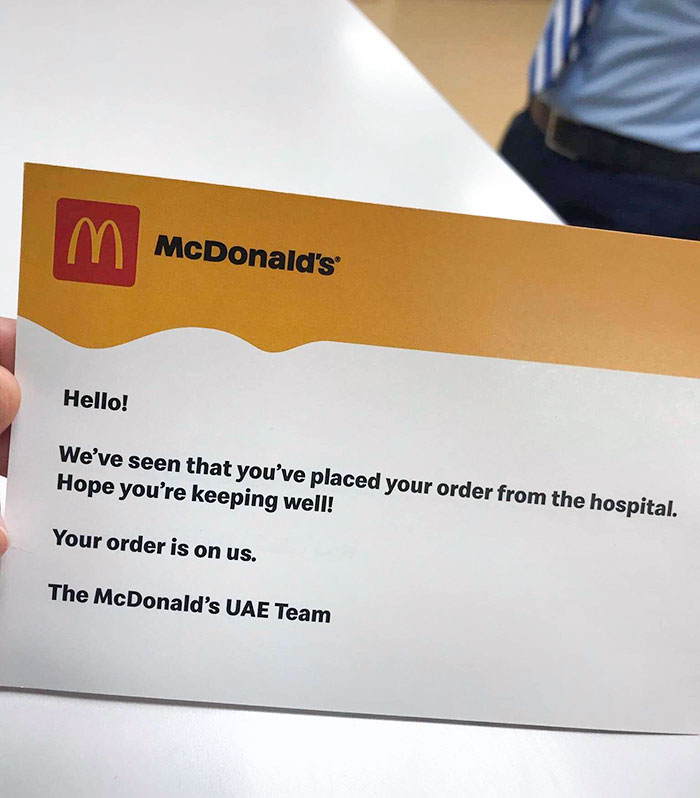 41. A Nurse In UAE Ordered Food From A Hospital And Received This Letter