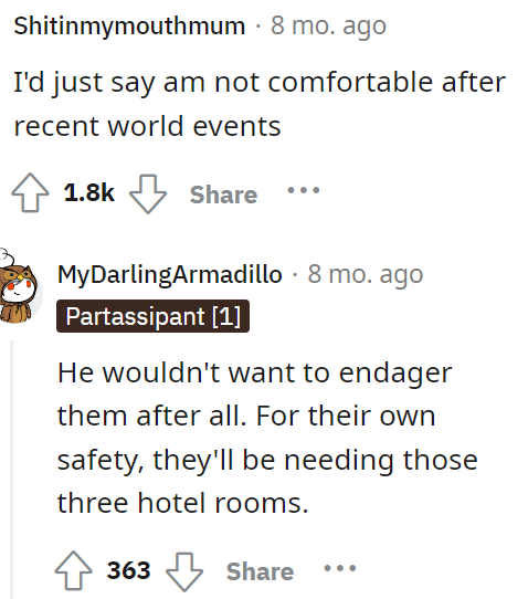 The hotel rooms might be the safest option for them anyway, right?