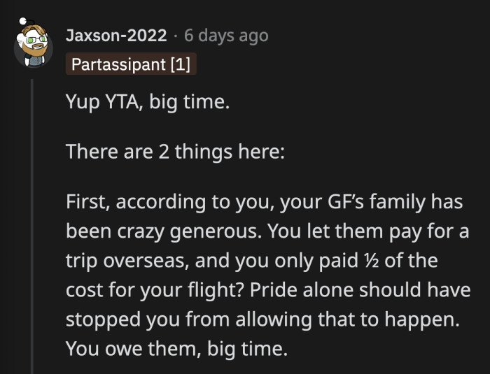 Does OP think this is normal in every relationship? If so, his next one will be shocking!