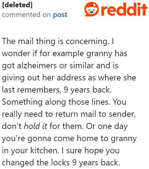The OP should continue to return the mail to sender.