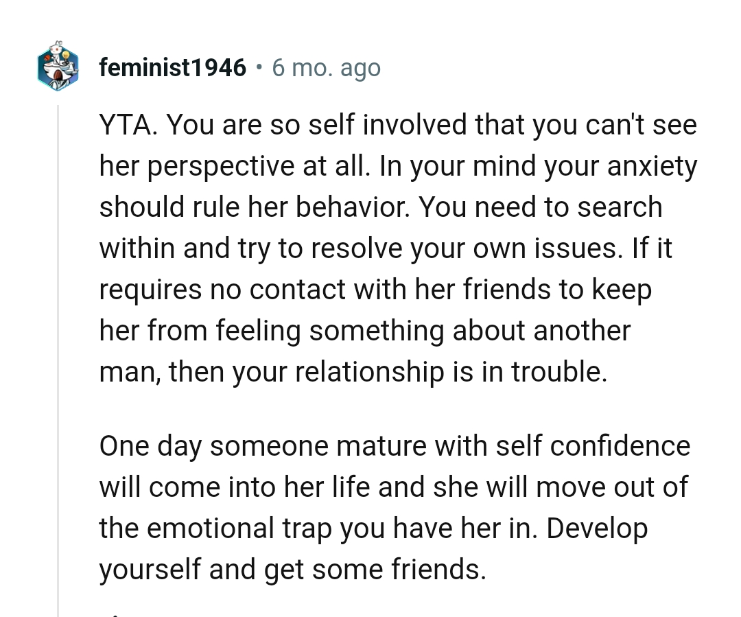 OP Needs to Resolve His Own Issues