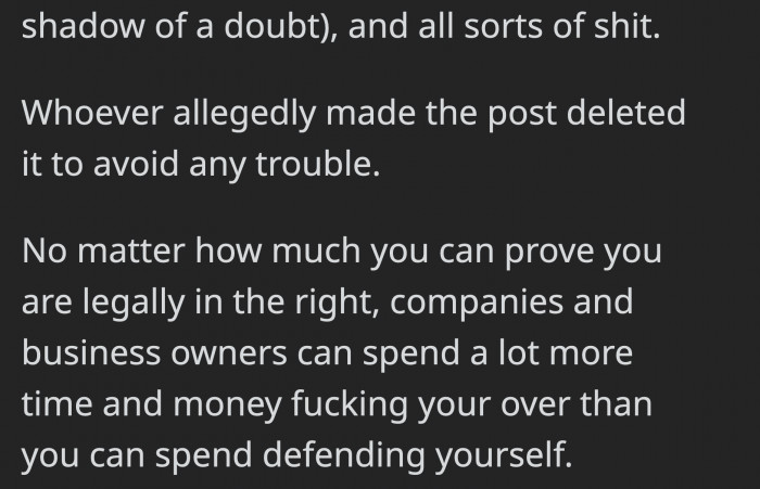 than willing to screw him over or intimidate OP.