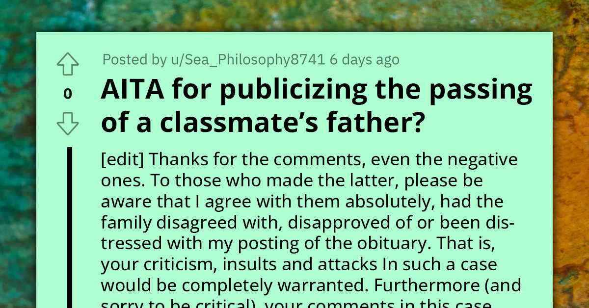 Man Publicizes The Passing Of His Classmate's Father, Gets Roasted Online For Being So Nosy