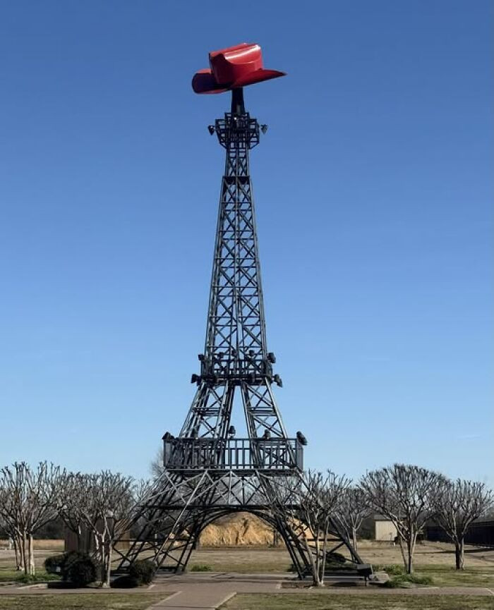"Paris, TX Eiffel Tower With Cowboy Hat Of Course"