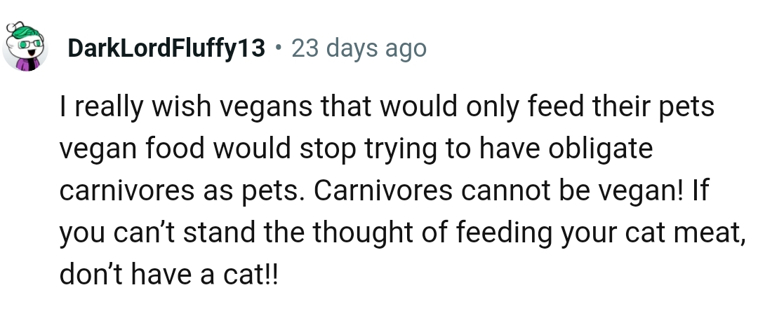 Carnivorous Animals Cannot Be Vegan