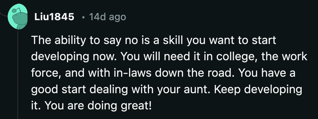 This is not an opportunity to bond with her cousins; it's an opportunity to practice saying 