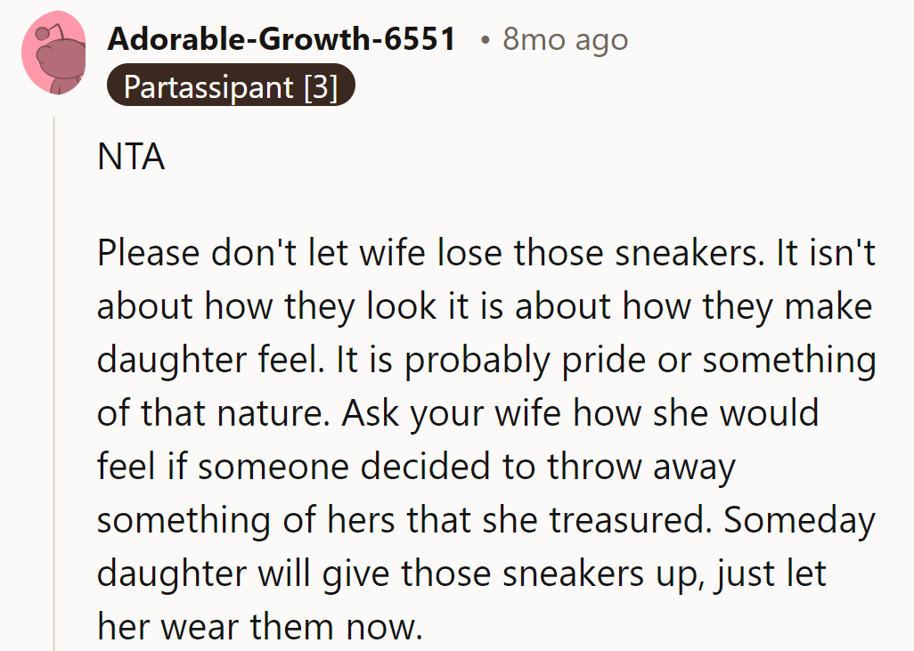 Saving those sneakers saves her rebellion. Let her style reign!