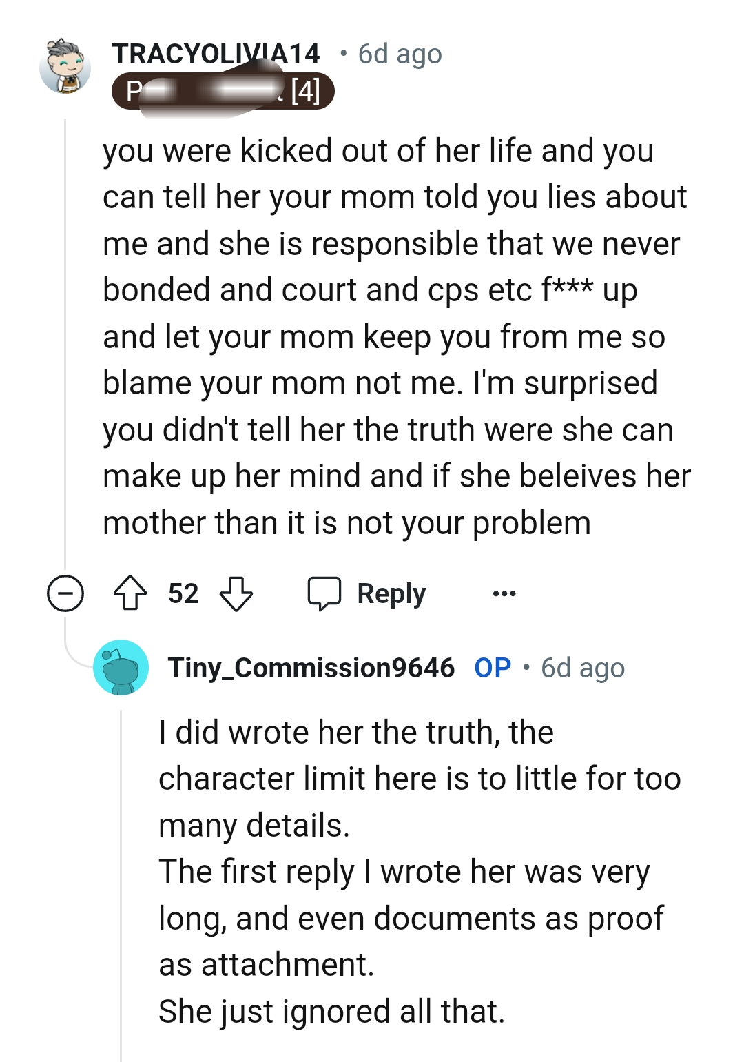 The OP Said He Did Write Her the Truth