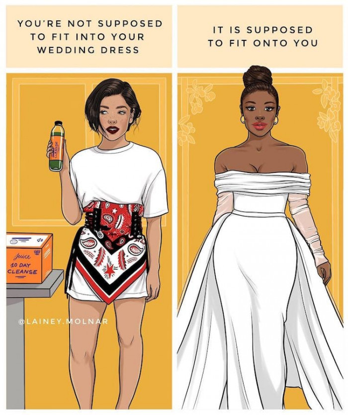 Your wedding dress should fit onto you