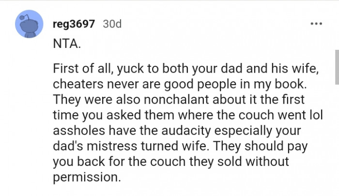 They should pay you back for the couch