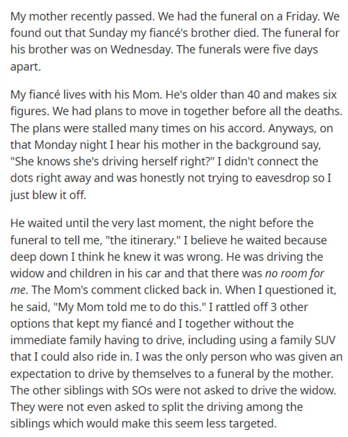 OP goes into details in her post and explains her situation in detail, including how long this has been going on and what the issue is with the driving situation.