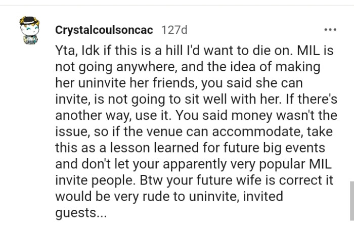 The OP said money wasn't the issue