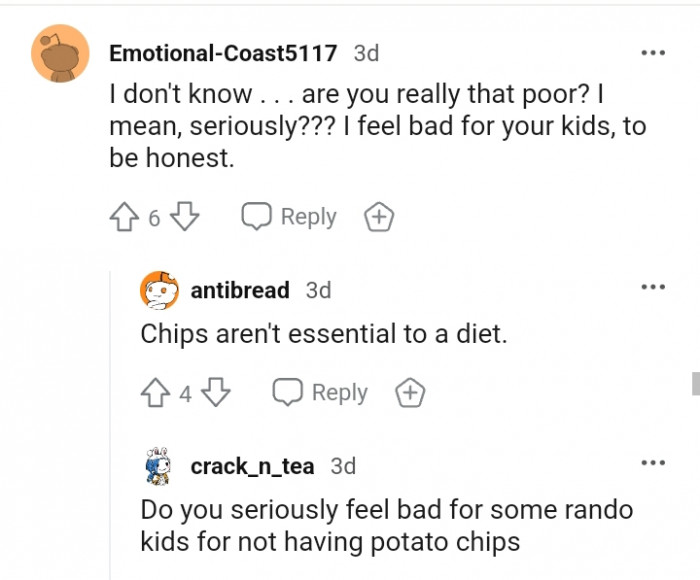 This Redditor feels bad for the OP's kids