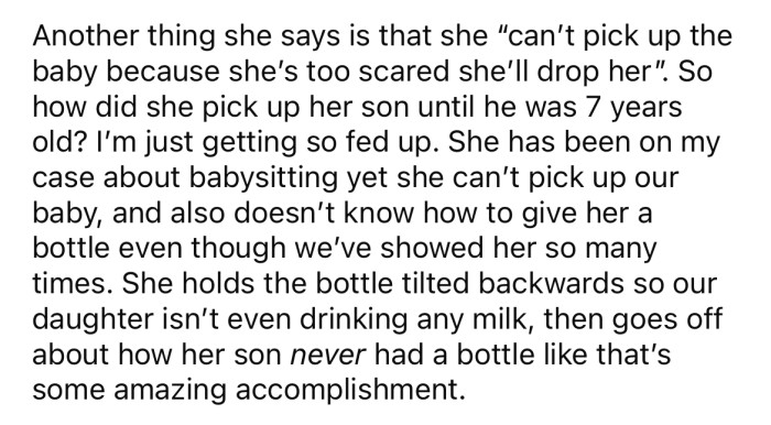 She Also Doesn't Know How to Feed the Baby with a Bottle.