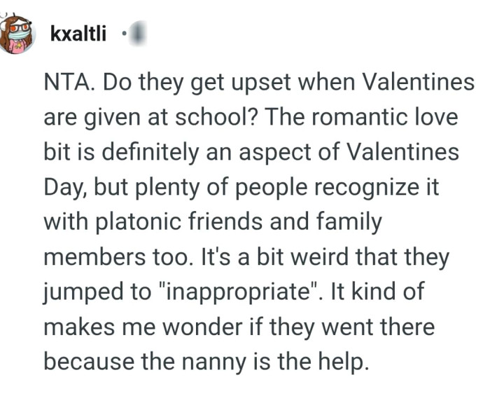 It's a bit weird that they jumped to inappropriate