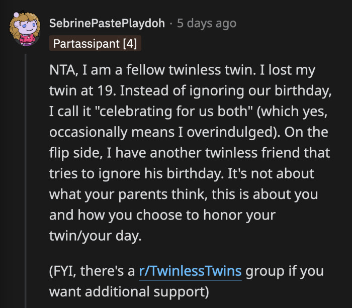 A Person Who Understands What OP Is Going Through Gave Her Sage Advice That Can Help OP Handle Their Future Birthdays