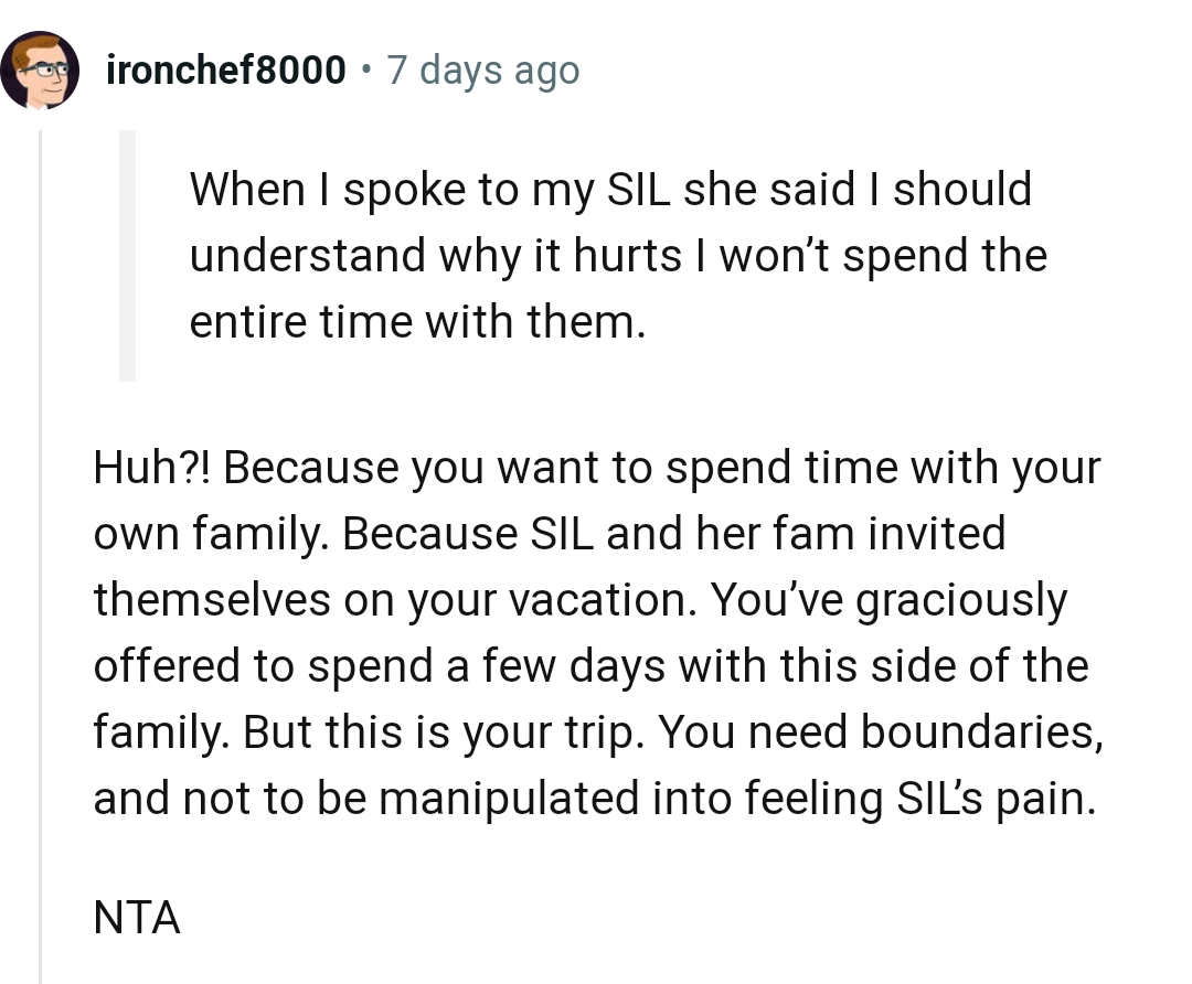 OP Wants to Spend Time with Her Own Family