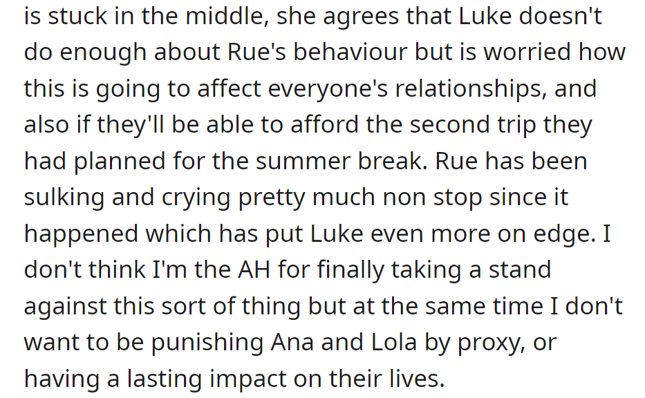Ana acknowledges Luke's issue with Rue, worried about relationships and the summer trip.