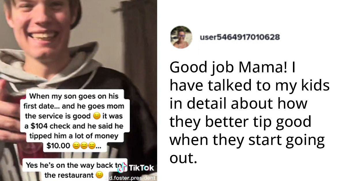 Mom Teaches Son Valuable Lesson About Tipping By Sending Him Back To Restaurant