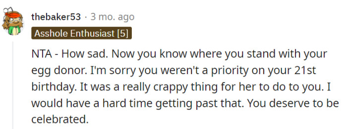 Discovering where they stand on their 21st birthday is a tough pill to swallow.